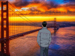  hoàng hôn cầu golden gate california mua bụi sông nước