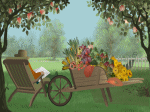 nghỉ hưu retired đọc báo trong vườn và ngủ