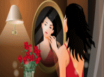 soi gương, che dù đi trong mưa thu