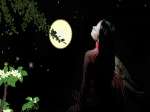 cô gái áo dài ngắm trăng đêm, cầu làng quê, ngả nón trông đình
