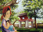 mẹ và con đi lễ chùa một cột