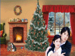 Giáng sinh noel cây thông lò sưởi đi lễ cầu nguyện