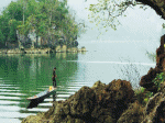 thuyền hồ ba bể hoàng hôn
