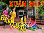 đón xuân Đinh Dậu, gói bánh chưng gà gáy gà trong vườn 