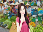 cô gái đi chợ
