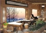 ngắm tuyết bên cửa sổ