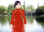 áo đỏ bên hồ