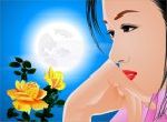 cô gái áo đỏ đêm trăng tròn mơ mộng hoa