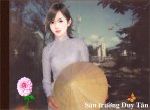 cô gái áo dài trắng nón lá sân trường duy tân thược dược