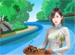áo dài nón lá và phong cảnh