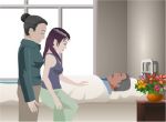 cô gái về thăm và săn sóc cha đau