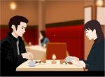 cặp tình nhân ăn tối và uống cà phê coffee cafe café