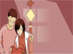 vợ chồng già âu yếm